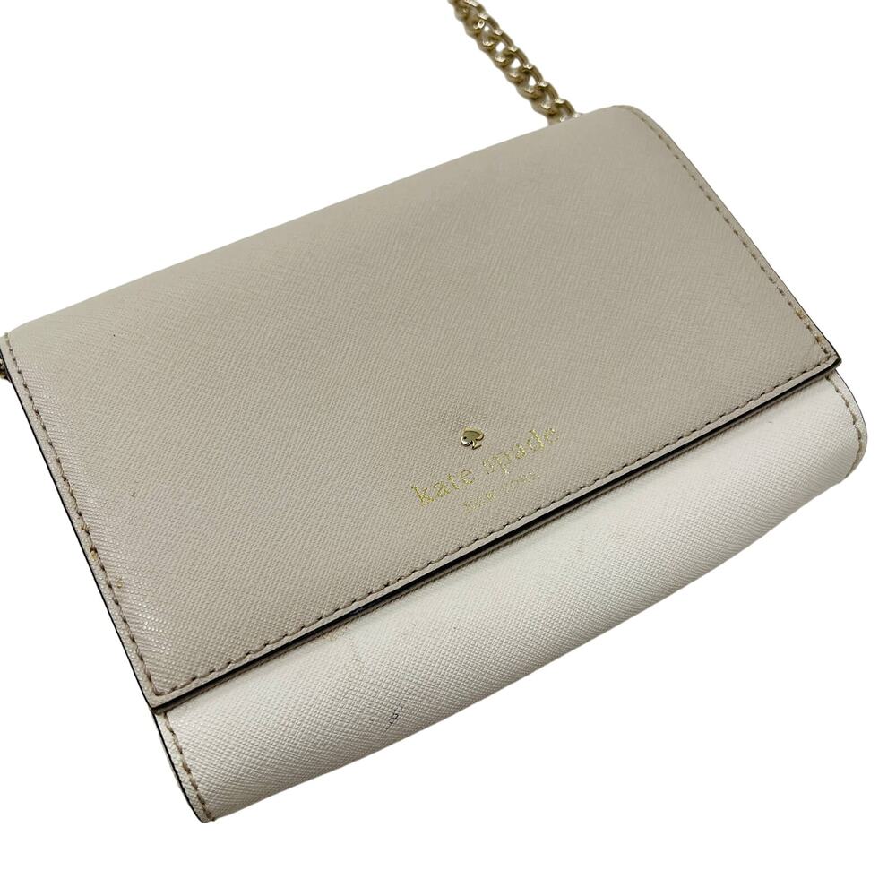 Kate Spade Flap Top Crossbody Coated Canvas Cream Gold